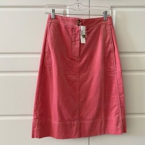 J. Crew coral/pink corduroy midi skirt size 2